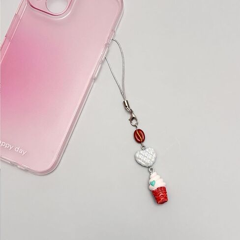 Cute Phone Charm Aesthetic Y2K Phone Charms Strap Red Strawberry Bear Star Cake Fork Spoon Heart Accessories for Phone Keychain Camera Purse Backpack Bag Pendants Décor (1x Ice cream) in Kuwait