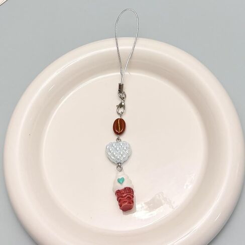 Cute Phone Charm Aesthetic Y2K Phone Charms Strap Red Strawberry Bear Star Cake Fork Spoon Heart Accessories for Phone Keychain Camera Purse Backpack Bag Pendants Décor (1x Ice cream) in Kuwait