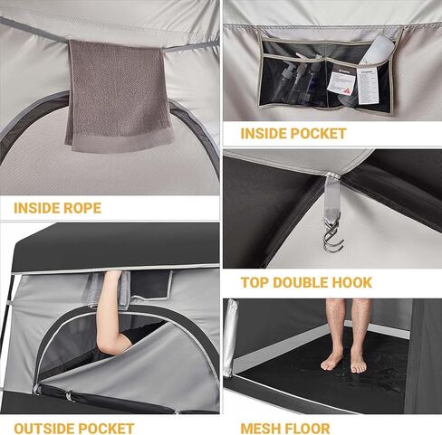 KingCamp خيمة دش للتخييم، خيمة كبيرة الحجم للخصوصية، خيام دش خارجية محمولة للتخييم مع حقيبة دش، غرفة خلع الملابس، سهلة التركيب، مأوى للخصوصية، غرفة واحدة/غرفتين، خيمة مرحاض in Kuwait