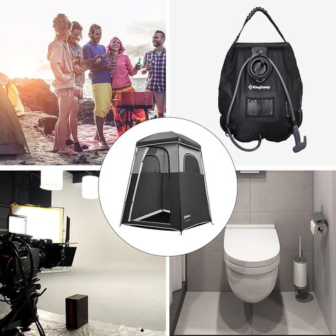 KingCamp خيمة دش للتخييم، خيمة كبيرة الحجم للخصوصية، خيام دش خارجية محمولة للتخييم مع حقيبة دش، غرفة خلع الملابس، سهلة التركيب، مأوى للخصوصية، غرفة واحدة/غرفتين، خيمة مرحاض in Kuwait