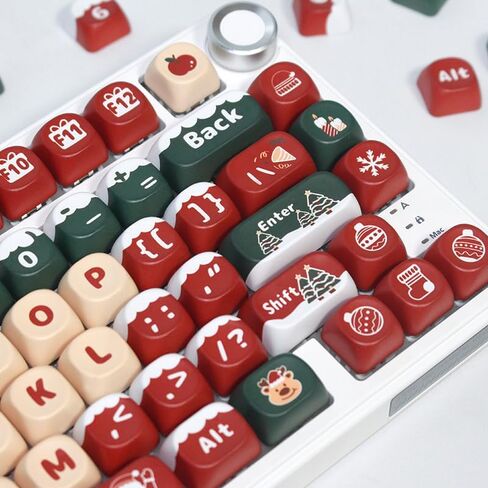 PBT Christmas MOA XDA Cute Round keycaps PBT keycap Set for Girl Kids Custom Keyboard for Gateron Kailh Cherry Mx Switches ISO ANSI Layout Mechanical Custom Keycaps in Saudi Arabia