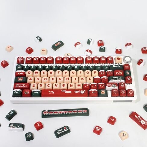 PBT Christmas MOA XDA Cute Round keycaps PBT keycap Set for Girl Kids Custom Keyboard for Gateron Kailh Cherry Mx Switches ISO ANSI Layout Mechanical Custom Keycaps in Saudi Arabia