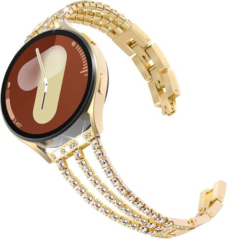 Surace Compatible with Galaxy Watch 7 Band 40mm 44mm, Galaxy Watch 6 Band, Galaxy Watch 5 Band, Galaxy Watch 4 Band Women Bling Diamond Rhinestone Link Bracelet for Samsung Watch 7/FE/6/5/4, Gold in Saudi Arabia