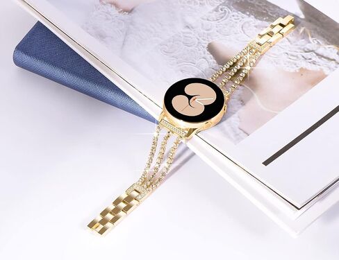Surace Compatible with Galaxy Watch 7 Band 40mm 44mm, Galaxy Watch 6 Band, Galaxy Watch 5 Band, Galaxy Watch 4 Band Women Bling Diamond Rhinestone Link Bracelet for Samsung Watch 7/FE/6/5/4, Gold in Saudi Arabia