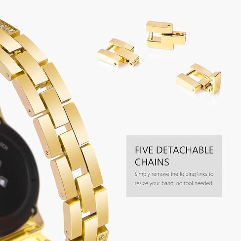 Surace Compatible with Galaxy Watch 7 Band 40mm 44mm, Galaxy Watch 6 Band, Galaxy Watch 5 Band, Galaxy Watch 4 Band Women Bling Diamond Rhinestone Link Bracelet for Samsung Watch 7/FE/6/5/4, Gold in Saudi Arabia