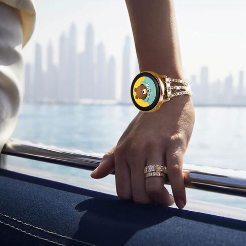Surace Compatible with Galaxy Watch 7 Band 40mm 44mm, Galaxy Watch 6 Band, Galaxy Watch 5 Band, Galaxy Watch 4 Band Women Bling Diamond Rhinestone Link Bracelet for Samsung Watch 7/FE/6/5/4, Gold in Saudi Arabia