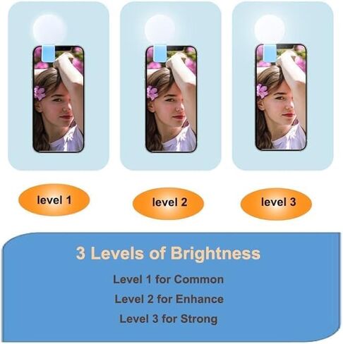 My Rita Selfie Fill Light, LED Clip Light for Phone Laptop PC Rechargeable 3-Level Brightness, 4 Colors Option (Pink) in Saudi Arabia