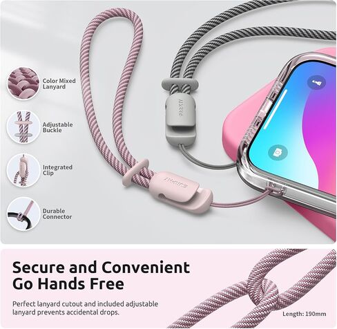 SURPHY Designed for iPhone 15 Pro Max Case with Screen Protector and Lanyard, Phone Strap and Liquid Silicone Phone Case (Camera Protective + Soft Microfiber Lining) 6.7 inch 2023 (Pink) in Saudi Arabia