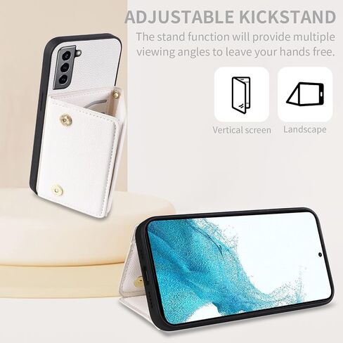 Phone Case for Samsung Galaxy S21 5G 6.2 inch Wallet Cover with Crossbody Shoulder Strap and Leather Credit Card Holder Pocket Slim Stand Cell Accessories S 21 21S G5 Girls Women Men White in Saudi Arabia