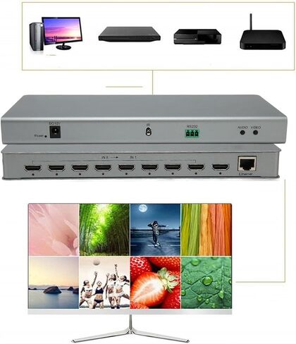 Multiviewer Switch 8x1, 4K Quad Multi Viewer Seamless Switcher 8 in 1 Out with RS232 Control, 8 Screen Splitter for Security Camera, Game Consoles (US Plug) in Saudi Arabia