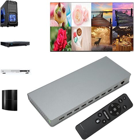 Multiviewer Switch 8x1, 4K Quad Multi Viewer Seamless Switcher 8 in 1 Out with RS232 Control, 8 Screen Splitter for Security Camera, Game Consoles (US Plug) in Saudi Arabia