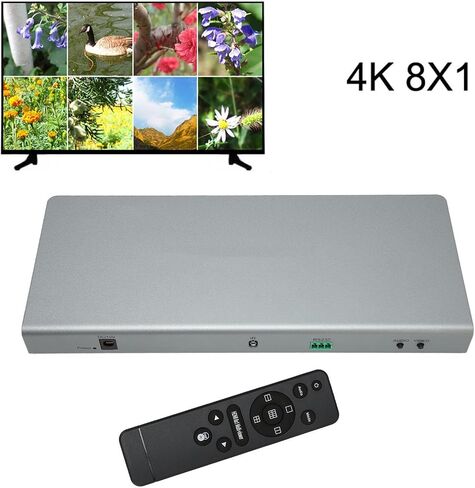 Multiviewer Switch 8x1, 4K Quad Multi Viewer Seamless Switcher 8 in 1 Out with RS232 Control, 8 Screen Splitter for Security Camera, Game Consoles (US Plug) in Saudi Arabia