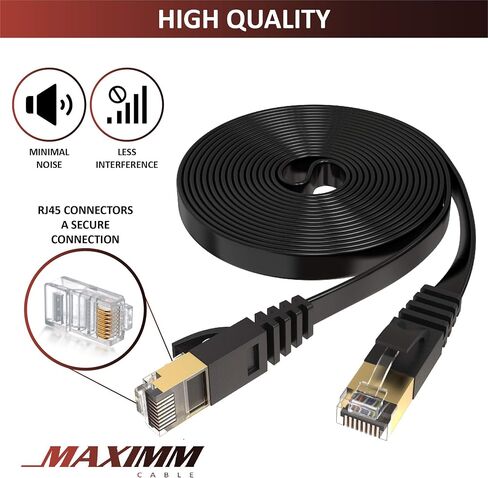 كابل إيثرنت مسطح Cat7 مكون من قطعتين، كابل شبكة محمي أزرق عالي السرعة بطول 10 أقدام، سلك LAN بسرعة 10 جيجابت في الثانية 600 ميجا هرتز للألعاب والبث المباشر وPS5 وXbox والتلفزيون الذكي وجهاز التوجيه والمودم والمزيد in Saudi Arabia