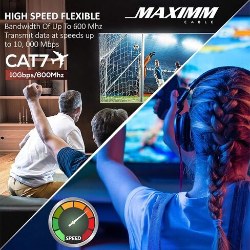 Cat7 Flat Ethernet Cable 2-Pack, 10ft Blue High-Speed Shielded Network Cable, 10Gbps 600MHz LAN Cord for Gaming, Streaming, PS5, Xbox, Smart TV, Router, Modem, and More in Kuwait