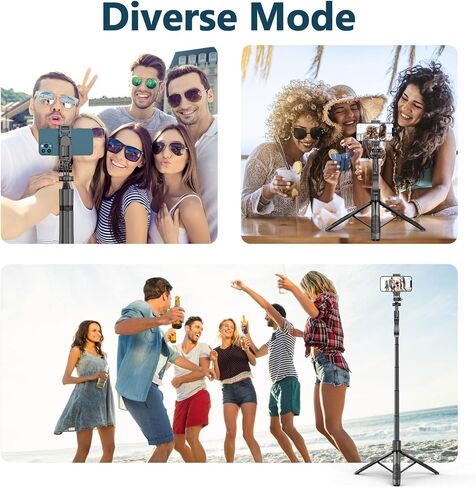 Selfie Stick Tripod for Phone with Light - 62" Phone Holder for Recording Selfie Stick Tripod Rotating Phone Stand Tall with Light 6 in 1 Selfie Stick with Light Portable Tripod in Saudi Arabia