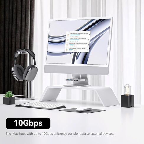 Minisopuru iMac Accessories – USB C Hub for iMac 24 inch 2021/2023/2024 with USB 3.2 10Gbps, iMac USB Adapter Compatible with iMac 24 M1/M3/M4 and Studio Display 27 inch, Silver (Without SSD Port). in Saudi Arabia