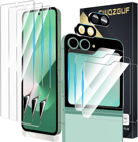 [3 + 3 + 2 Pack] for Samsung Galaxy Z flip 6 5G Screen Protector, 3 Pack Inner TPU Screen Protector + 3 Pack External Tempered Glass + 2 Pack Camera Lens Protector, Easy Install with Alignment Tool in Saudi Arabia