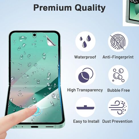 [3 + 3 + 2 Pack] for Samsung Galaxy Z flip 6 5G Screen Protector, 3 Pack Inner TPU Screen Protector + 3 Pack External Tempered Glass + 2 Pack Camera Lens Protector, Easy Install with Alignment Tool in Saudi Arabia