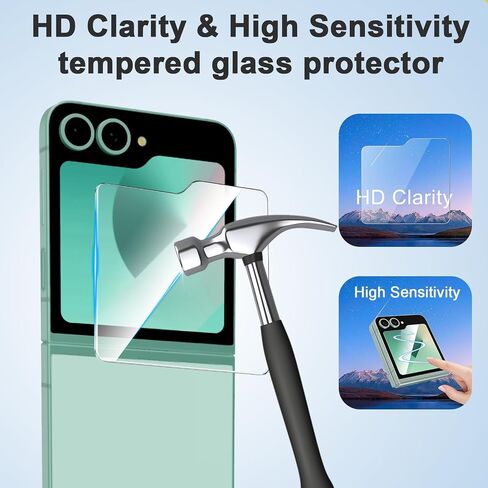 [3 + 3 + 2 Pack] for Samsung Galaxy Z flip 6 5G Screen Protector, 3 Pack Inner TPU Screen Protector + 3 Pack External Tempered Glass + 2 Pack Camera Lens Protector, Easy Install with Alignment Tool in Saudi Arabia