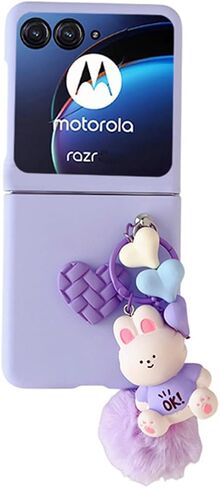 for Motorala Razr 2024 Case Cute Plush Bear Toy Phone Charm Design,Razr 2024 Phone Case Frosted PC Back Soft Silicone Bumper Shockproof Girly Cover for Moto Razr 2024 with Ring Holder Blue in Kuwait