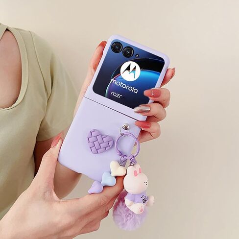 for Motorala Razr 2024 Case Cute Plush Bear Toy Phone Charm Design,Razr 2024 Phone Case Frosted PC Back Soft Silicone Bumper Shockproof Girly Cover for Moto Razr 2024 with Ring Holder Blue in Kuwait