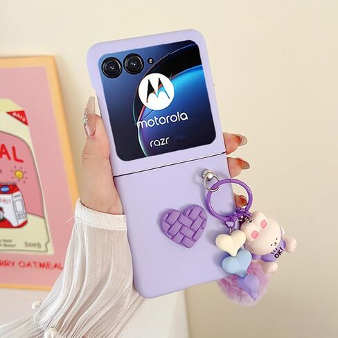 for Motorala Razr 2024 Case Cute Plush Bear Toy Phone Charm Design,Razr 2024 Phone Case Frosted PC Back Soft Silicone Bumper Shockproof Girly Cover for Moto Razr 2024 with Ring Holder Blue in Kuwait