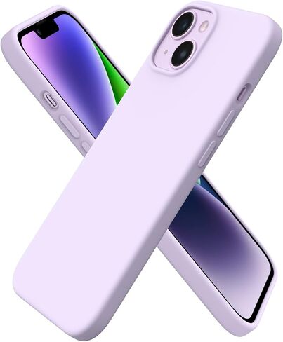 ORNARTO Compatible with iPhone 14 Case 6.1, Slim Liquid Silicone 3 Layers Full Phone Covered Soft Gel Rubber Case Protective Phone Cover 6.1 Inch-Pastel Lilac in Saudi Arabia