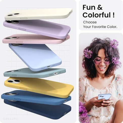 ORNARTO Compatible with iPhone 14 Case 6.1, Slim Liquid Silicone 3 Layers Full Phone Covered Soft Gel Rubber Case Protective Phone Cover 6.1 Inch-Pastel Lilac in Saudi Arabia