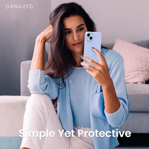ORNARTO Compatible with iPhone 14 Case 6.1, Slim Liquid Silicone 3 Layers Full Phone Covered Soft Gel Rubber Case Protective Phone Cover 6.1 Inch-Pastel Lilac in Saudi Arabia
