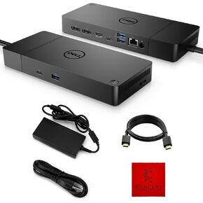 Dell WD19S USB C Docking Station Bundle - 1 Year Warranty - Dell Dock Station Dual Monitor with 130 Supply, HDMI Cable & Microfiber Cleaning Cloth (Renewed)