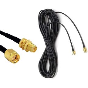 3ft واي فاي هوائي تمديد كابل RG174 RP-SMA ذكر إلى RP-SMA أنثى كابل محوري منخفض الخسارة مطلية بالذهب ضفيرة مع محول طقم موصل in Kuwait