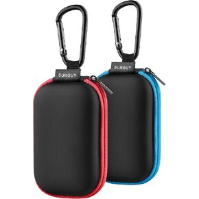 SUNGUY Earbuds Case 4Pack, Rectangle Earbuds Carrying Case, Portable Earphone Case Phone Accessories Organizer with Carabiner for Earphone, in-Ear Headphones, Earbud, SD Card, USB Charging Cable
