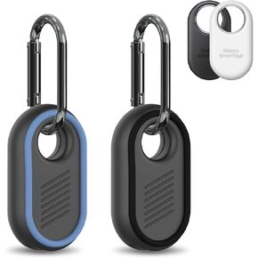 عبوتان متوافقتان مع حافظة Samsung Galaxy SmartTag2، حافظة متينة كاملة الحماية من السيليكون الناعم مضادة للانزلاق لهاتف Galaxy Smart Tag 2 مع حلقة مفاتيح، للمفاتيح والمحفظة والأمتعة والحيوانات الأليفة (أسود وأزرق) in Kuwait