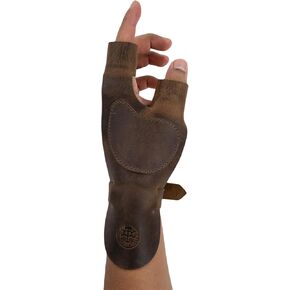 Reinforced Archery Shooting Glove, Hand Guard, Recurve Bow, Wrist and Finger Protector, Shooting Targeting, Cosplay, Full Grain Leather, Handmade Archer Accessories, Bourbon Brown