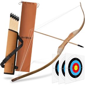Kids Bow and Arrow Set, Handmade 32 Inch Archery Set Wooden Bow and Arrow, Toy Bow and Arrow for Kids 6-8 8-12, 1 Bows 1 Quivers 10 Arrows 3 Targets & Storage Bag, Gifts for Kids Youth Boys and Girls