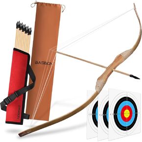 Kids Bow and Arrow Set, Handmade 32 Inch Archery Set Wooden Bow and Arrow, Toy Bow and Arrow for Kids 6-8 8-12, 1 Bows 1 Quivers 10 Arrows 3 Targets & Storage Bag, Gifts for Kids Youth Boys and Girls