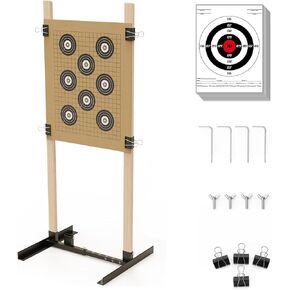 KNINE OUTDOORS Shooting Target Stand for Outdoors, Durable Paper Target Holder with Stable Adjustable Base for Paper Shooting Targets Cardboard Silhouette, H Shape, USPSA/IPSC, IDPA Practice, 1 Pack