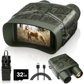 Night Vision Goggles - 4K Night Vision Binoculars for Adults, 3'' HD Screen Binoculars can Save Photo and Video with 32GB TF Card, Black