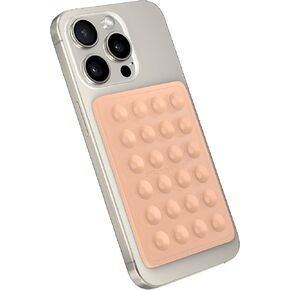 Suction Phone Case Mount, Sillicon Adhesive Phone Accessory for iPhone and Android, Hands-Free Fidget Toy Mirror Shower Phone Holder, Tiktok Videos and Selfies (Beige)