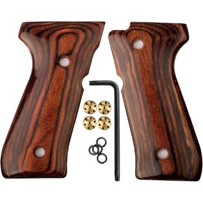Cool Hand Grips for Beretta 92 FS, 92/96 Full Size, m9, 92a1, 92 INOX, High Polished Wood, Gold Screws Included, 1/4'' Thin