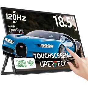 UPERFECT Portable Monitor 18.5-inch 120HZ Touchscreen 100% sRGB w/VESA & Stand 180° Adjustable Ultra-Slim & Lightweight Frameless FHD FreeSync IPS HDR Gaming Display, Travel Second Monitor for Laptop