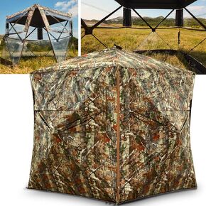 Hunting Blinds, Ground Blind See Through, Portable 2-3 Person, 270 Degree Pop-up Hunting Blind, Camouflage Hunting Blind for Deer & Turkey Hunting with Camouflage Cover(Standard)