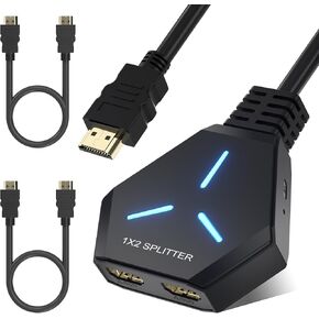HDMI Splitter for Dual Monitors Mirror Only, 4K HDMI Splitter 1 in 2 Out, HDMI Splitter, HDMI Splitter 1 to 2 Distributor for Full HD 4K@30hz, 1080P, 3D, Compatible with Xbox, PS4, PS5, TV, Computer