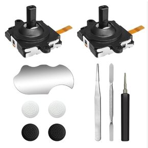 Joystick Replacement Kit for Oculus Quest 3 Controller/ Meta Quest 3 Controller(11 in one), Meta Quest 3 Controller Accessories, Include 2 Joysticks, T5 Screwdriver, Tweezer, Pry Tool, 4 Thumbgrip Cap (Black-11-in-1)