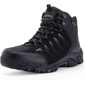 SHULOOK Men's Waterproof Hiking Boots Non-Slip Lightweight Outdoor Mid Top Ankle Boot Breathable Work Trekking Shoes