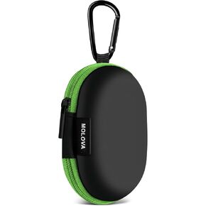 MOLOVA 5Pack Square Earbud Case Portable EVA Carrying Case Storage Bag Cell Phone Accessories Organizer with Carabiner for Earphone, Earbud, Earpieces, SD Memory Card, Camera Chips-5 Colors
