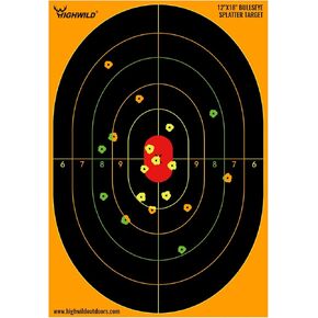 Highwild Bullseye Splatter Paper Targets - Splash Effect of Multiple Colors - 12x18 Inch