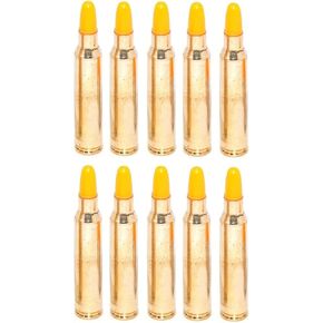 Pack of 10 Inert .223 REM Remington 5.56 NATO M16 AR-15 Rifle Orange Safety Trainer Cartridge Dummy Ammunition Ammo Shell Rounds with Brass Case
