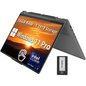Lenovo Yoga 7i 2-in-1 16" 2K Touchscreen Laptop, Intel Ultra 7 155U, 16GB LPDDR5X, 2.28TB Storage(2TB SSD +288GB Docking Station Set), Backlit Keyboard, Fingerprint Reader, WiFi 6E, Win 11 Pro, Grey