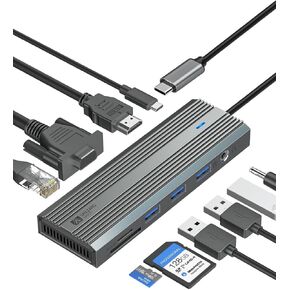 USB C Hub, SANZANG 8 in 1 USB-C Docking Station to HDMI Adapter, 4K@60Hz HDMI, 1Gbps Ethernet,100W Pass-Through Charging, SD/TF Card Slot,5Gbps 3.0 High Speed for MacBook